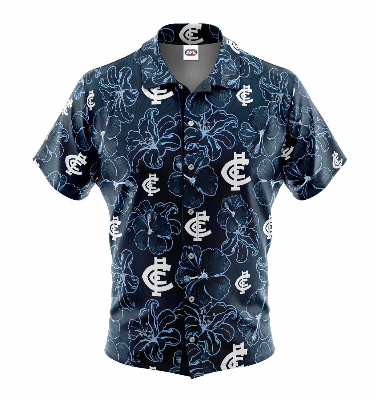 AFL Carlton Blues Floral Hawaiian Shirt AFL Carlton Blues Floral Hawaiian Shirt