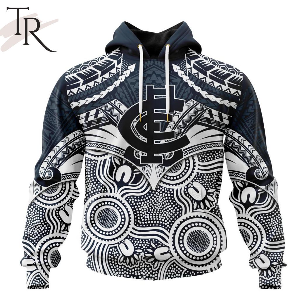 AFL Carlton Football Club Special Indigenous Mix Polynesian Design Hoodie – Torunstyle AFL Carlton Football Club Special Indigenous Mix Polynesian Design Hoodie – Torunstyle