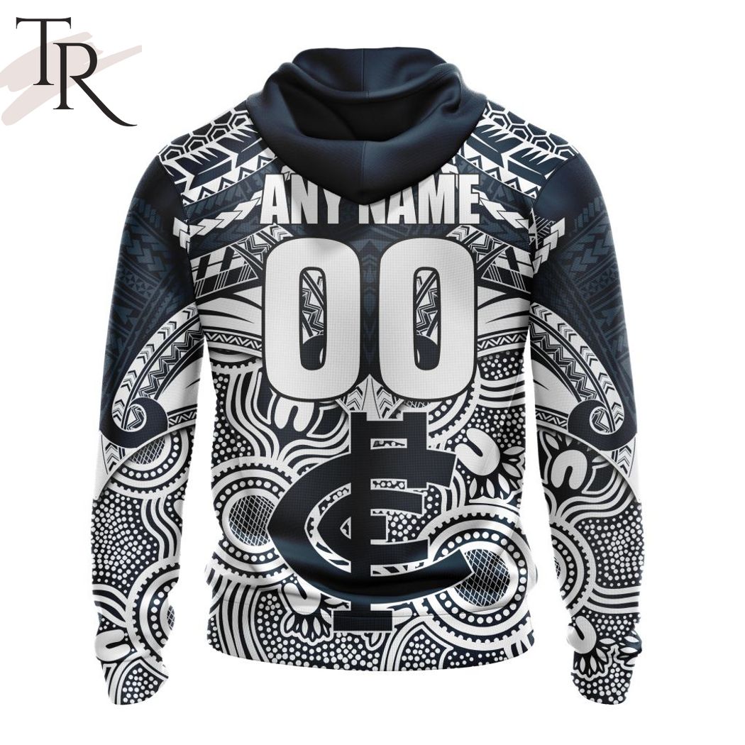 AFL Carlton Football Club Special Indigenous Mix Polynesian Design Hoodie – Torunstyle AFL Carlton Football Club Special Indigenous Mix Polynesian Design Hoodie – Torunstyle