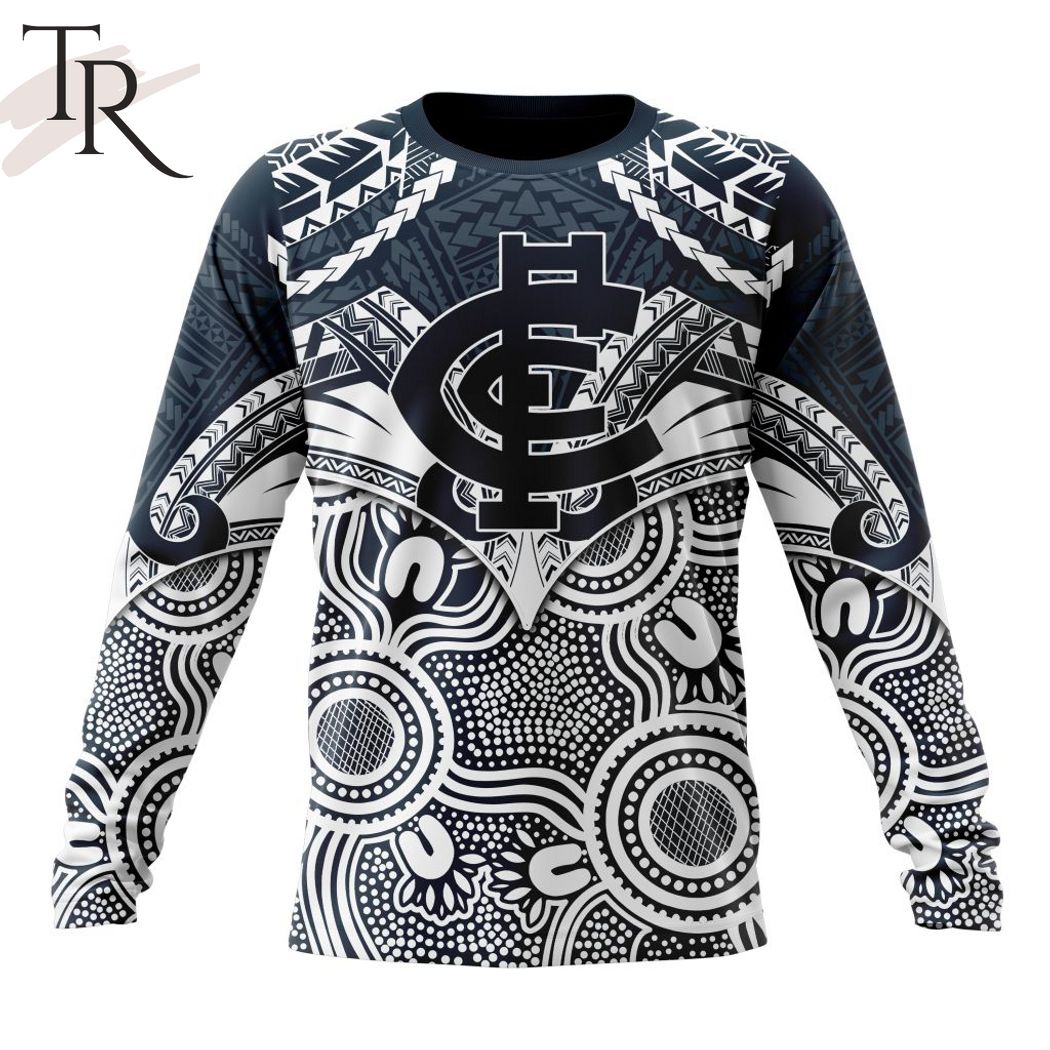 AFL Carlton Football Club Special Indigenous Mix Polynesian Design Hoodie – Torunstyle AFL Carlton Football Club Special Indigenous Mix Polynesian Design Hoodie – Torunstyle