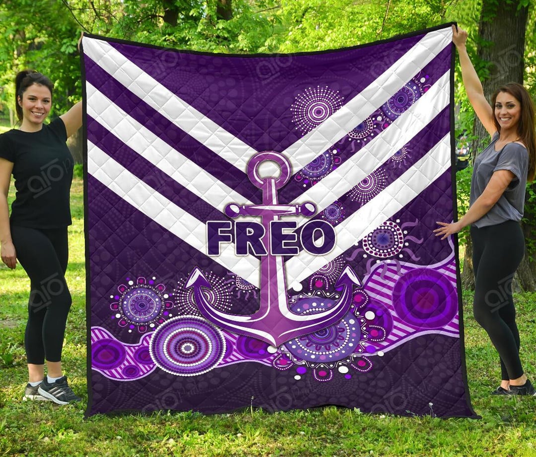 AFL Fremantle Dockers Purple Indigenous Freo Quilt Blanket AFL Fremantle Dockers Purple Indigenous Freo Quilt Blanket