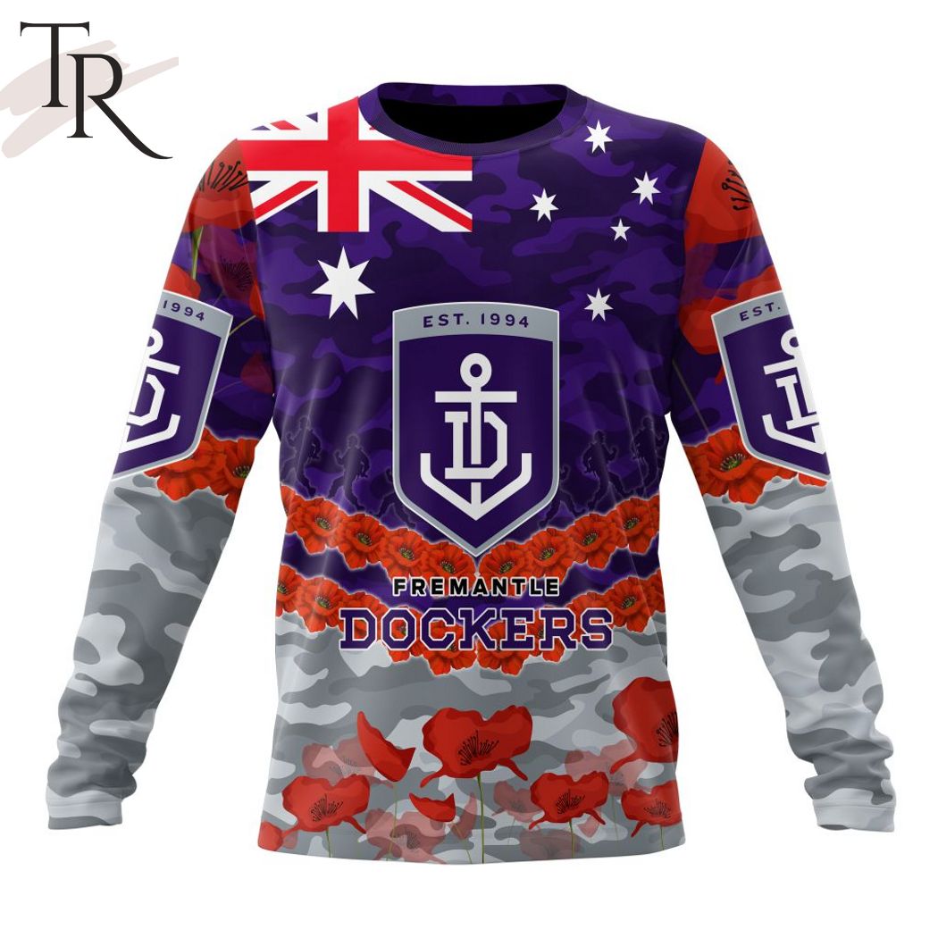 AFL Fremantle Dockers Special ANZAC Day Design Lest We Forget Hoodie AFL Fremantle Dockers Special ANZAC Day Design Lest We Forget Hoodie