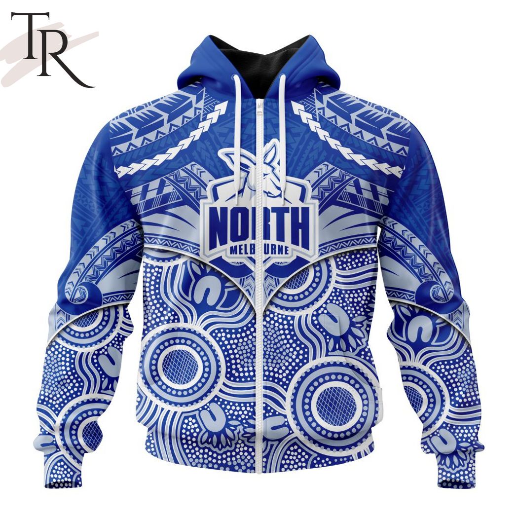 AFL North Melbourne Football Club Special Indigenous Mix Polynesian Design Hoodie – Torunstyle AFL North Melbourne Football Club Special Indigenous Mix Polynesian Design Hoodie – Torunstyle
