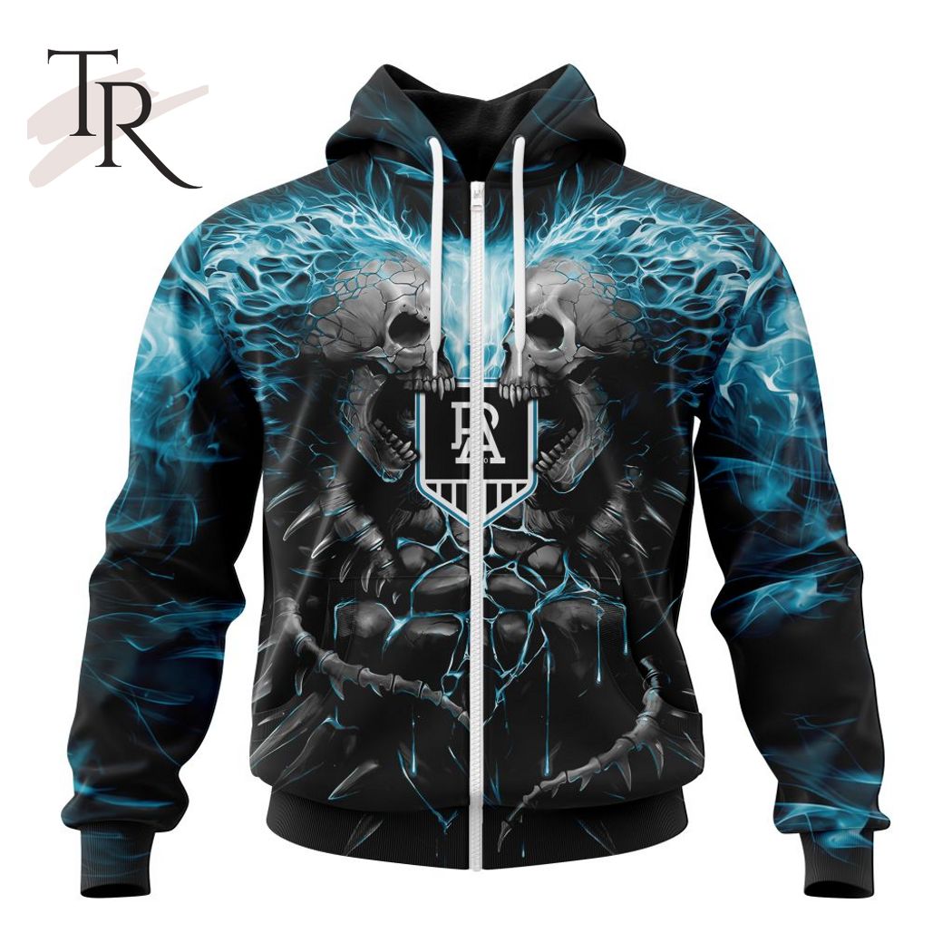 AFL Port Adelaide Football Club Special Skull Art Design Hoodie AFL Port Adelaide Football Club Special Skull Art Design Hoodie