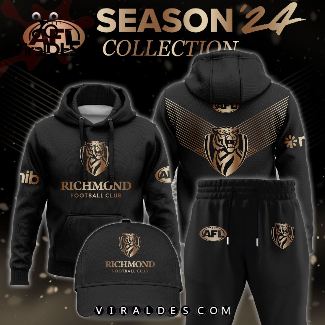 AFL Richmond Tigers Gold Premier 2024 Hoodie, Jogger, Cap AFL Richmond Tigers Gold Premier 2024 Hoodie, Jogger, Cap