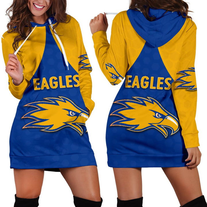 AFL West Coast Eagles Royal Blue Gold Women Hoodie Dress AFL West Coast Eagles Royal Blue Gold Women Hoodie Dress