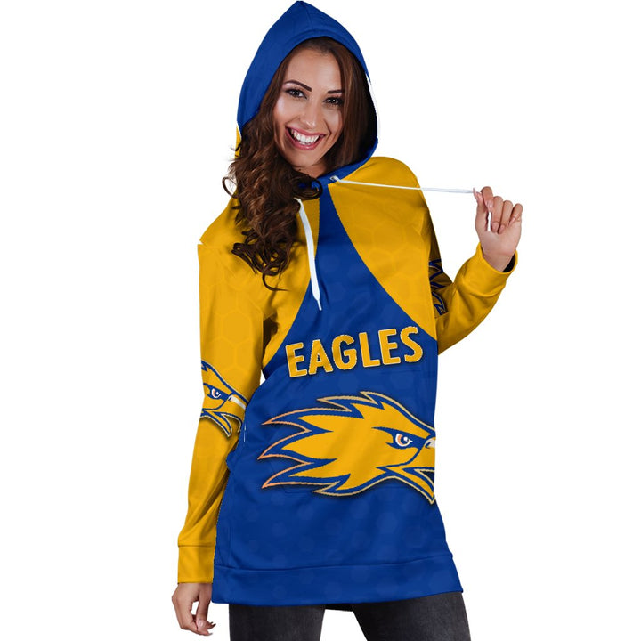 AFL West Coast Eagles Royal Blue Gold Women Hoodie Dress AFL West Coast Eagles Royal Blue Gold Women Hoodie Dress