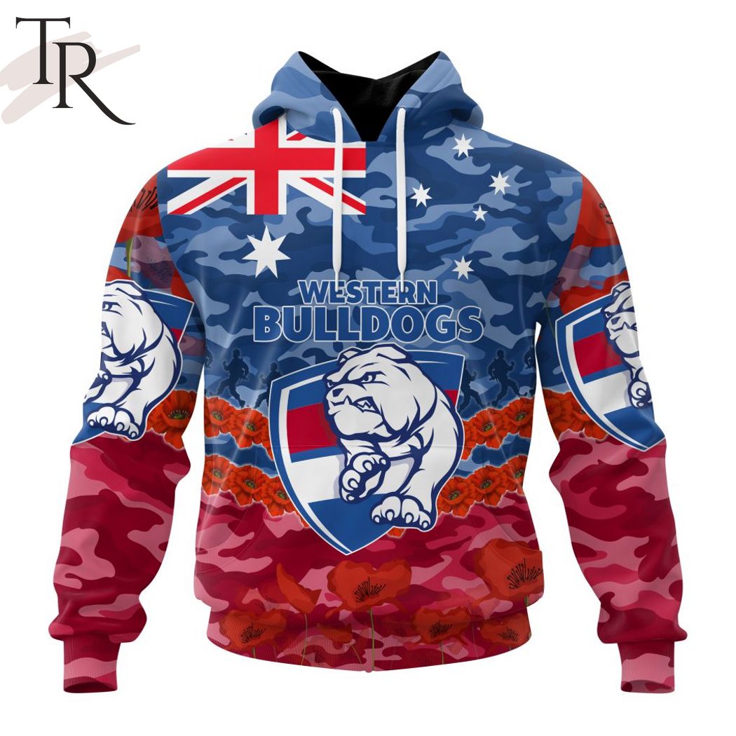 AFL Western Bulldogs Special ANZAC Day Design Lest We Forget Hoodie AFL Western Bulldogs Special ANZAC Day Design Lest We Forget Hoodie