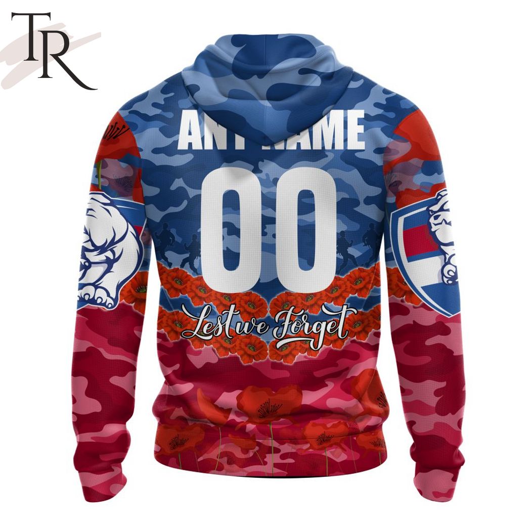 AFL Western Bulldogs Special ANZAC Day Design Lest We Forget Hoodie AFL Western Bulldogs Special ANZAC Day Design Lest We Forget Hoodie