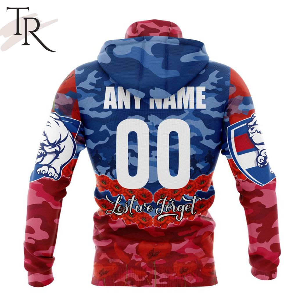 AFL Western Bulldogs Special ANZAC Day Design Lest We Forget Hoodie AFL Western Bulldogs Special ANZAC Day Design Lest We Forget Hoodie