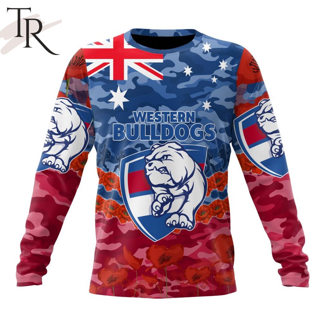 AFL Western Bulldogs Special ANZAC Day Design Lest We Forget Hoodie AFL Western Bulldogs Special ANZAC Day Design Lest We Forget Hoodie