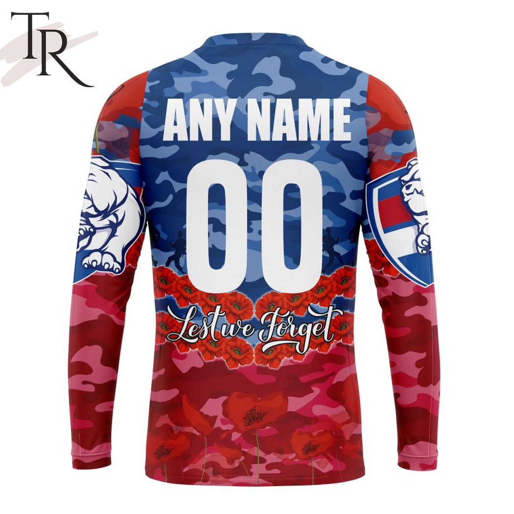 AFL Western Bulldogs Special ANZAC Day Design Lest We Forget Hoodie AFL Western Bulldogs Special ANZAC Day Design Lest We Forget Hoodie