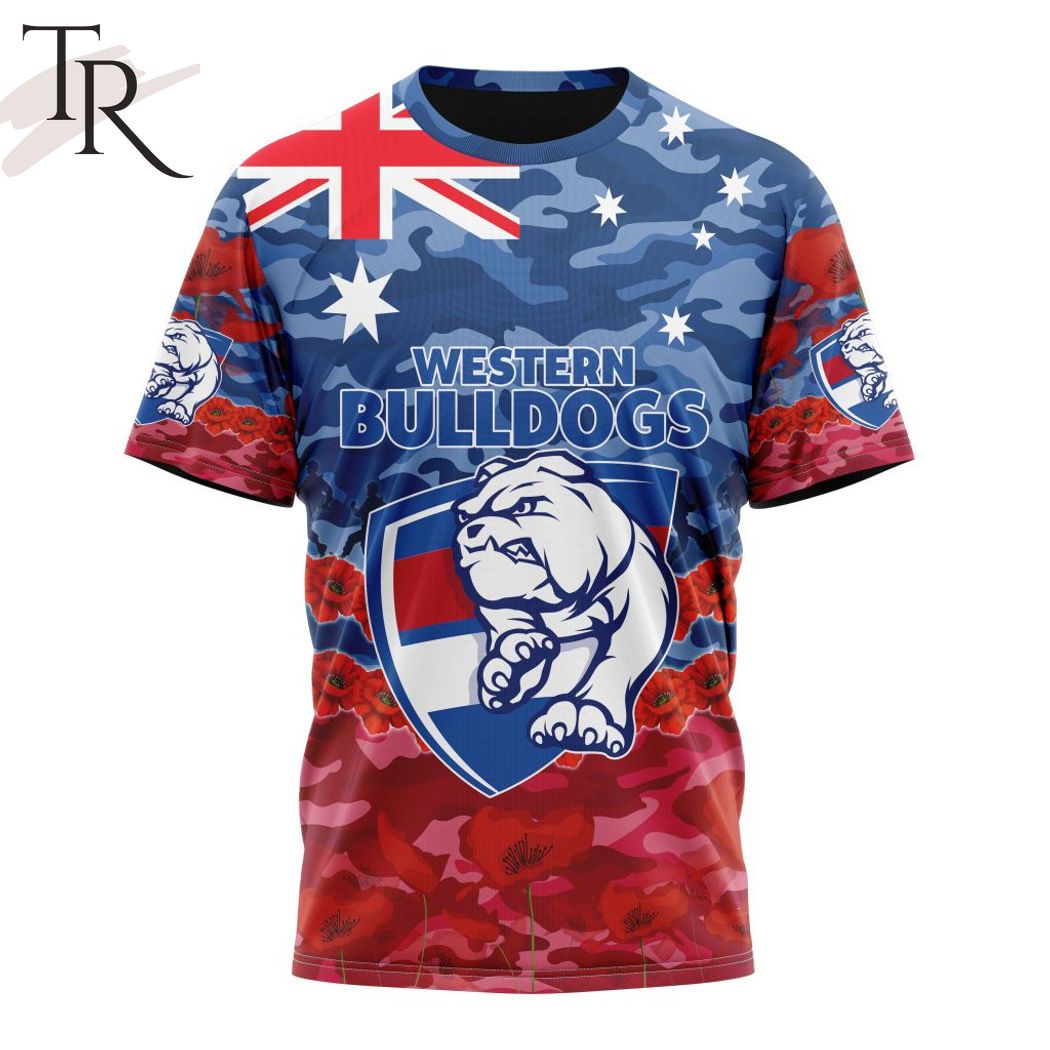 AFL Western Bulldogs Special ANZAC Day Design Lest We Forget Hoodie AFL Western Bulldogs Special ANZAC Day Design Lest We Forget Hoodie