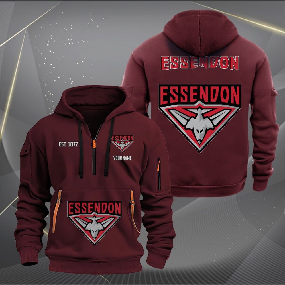 AFL Essendon Personalized Half-zip Hoodie Gift For Fans AFL Essendon Personalized Half-zip Hoodie Gift For Fans