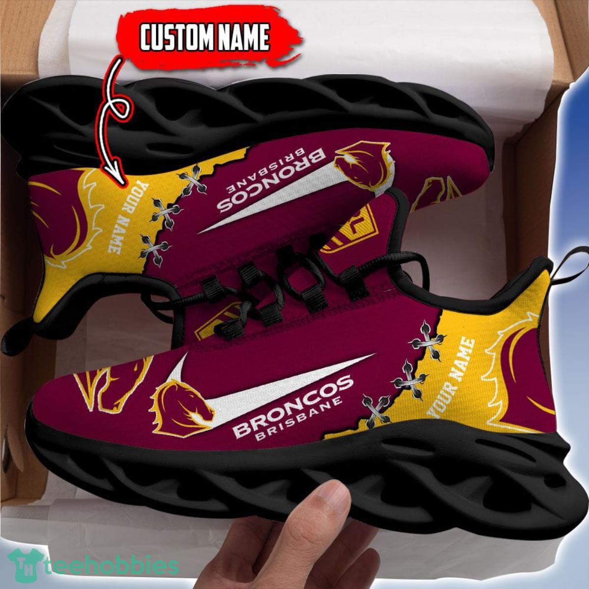 Brisbane Broncos Personalized Name NRL Premium Luxury Max Soul Shoes Best Gift For Fans Brisbane Broncos Personalized Name NRL Premium Luxury Max Soul Shoes Best Gift For Fans