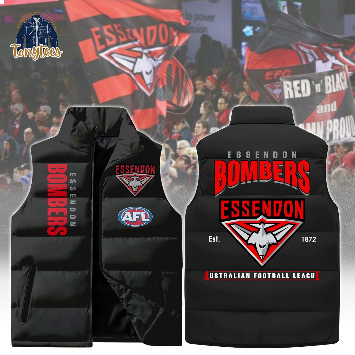 Essendon Football Club Bombers AFL Sleeveless Jacket Essendon Football Club Bombers AFL Sleeveless Jacket