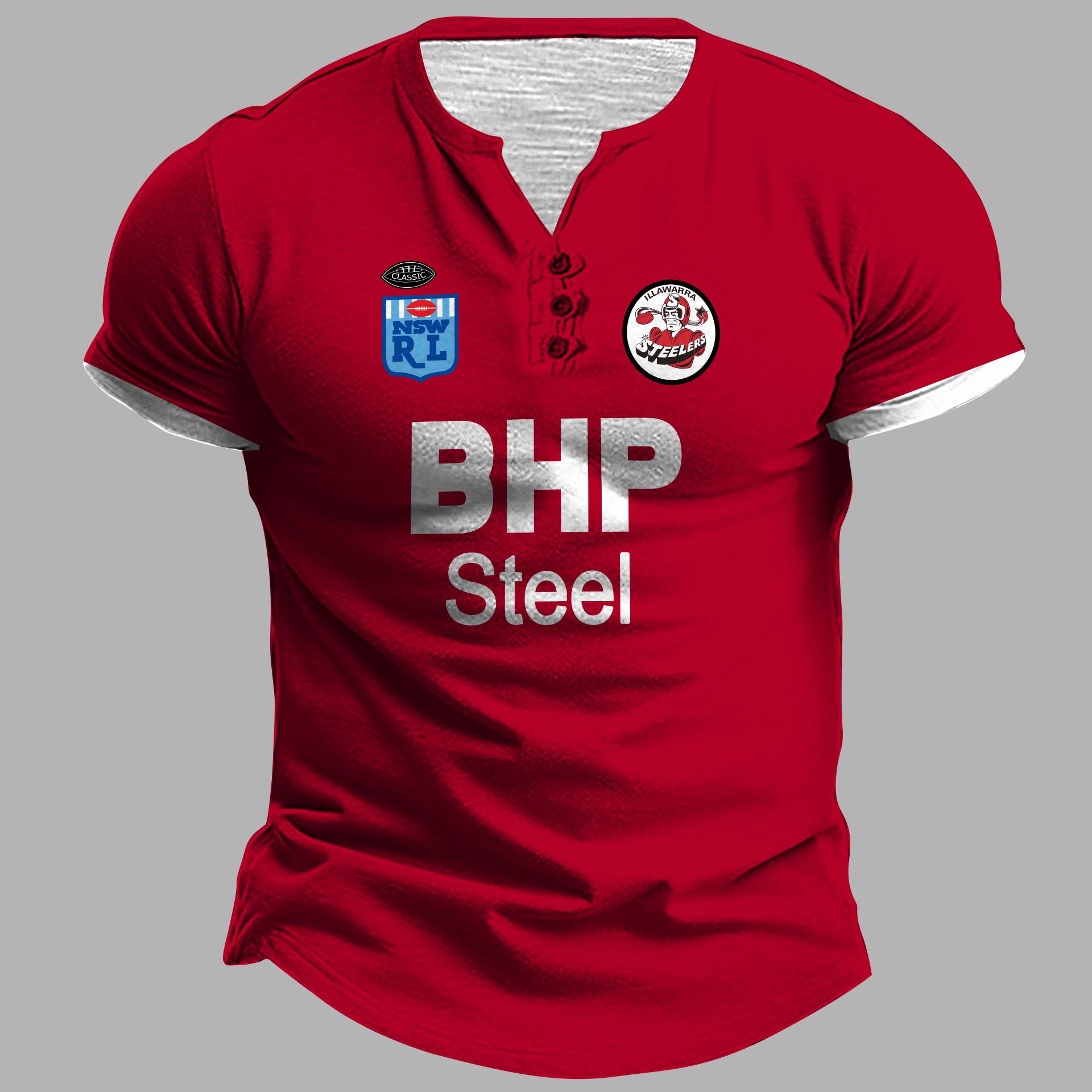 Illawarra Steelers 1987 ARL/NRL Vintage Retro Henley Shirt Illawarra Steelers 1987 ARL/NRL Vintage Retro Henley Shirt