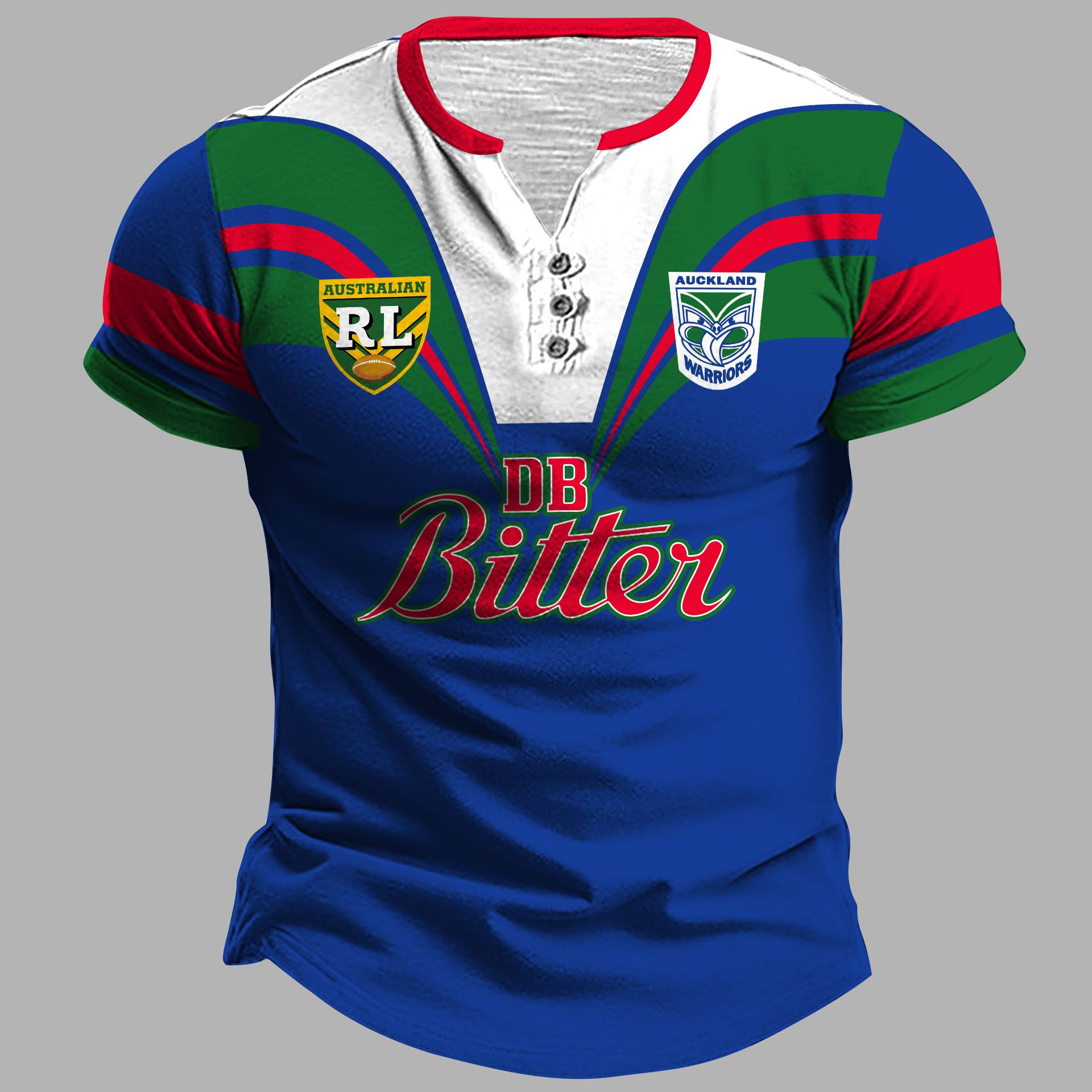 1995 Auckland New Zealand Warriors Rugby League Home Henley Shirt 1995 Auckland New Zealand Warriors Rugby League Home Henley Shirt