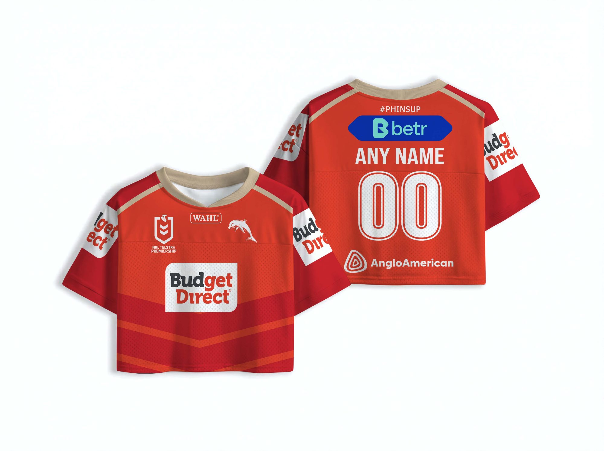 Dolphins NRL AOP Mesh Football Crop Top 2026 Jersey Personalized name and number Dolphins NRL AOP Mesh Football Crop Top 2026 Jersey Personalized name and number