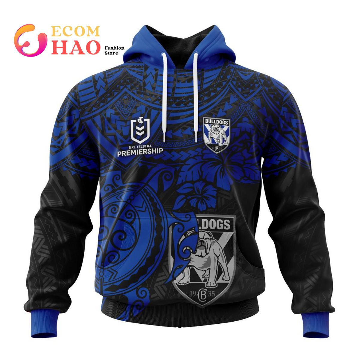 NRL Canterbury-Bankstown Bulldogs Custom Name Number Polynesian Pullover Hoodie NRL Canterbury-Bankstown Bulldogs Custom Name Number Polynesian Pullover Hoodie