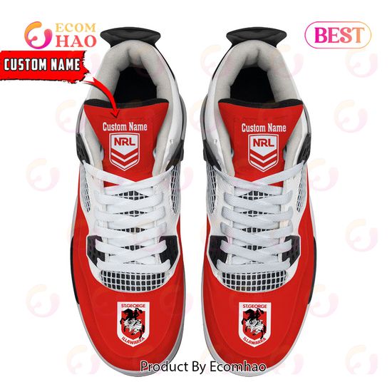 St. George Illawarra Dragons Pattern Logo Custom Name Air Jordan 4 Shoes, Sneaker St. George Illawarra Dragons Pattern Logo Custom Name Air Jordan 4 Shoes, Sneaker