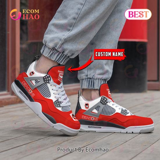 St. George Illawarra Dragons Pattern Logo Custom Name Air Jordan 4 Shoes, Sneaker St. George Illawarra Dragons Pattern Logo Custom Name Air Jordan 4 Shoes, Sneaker