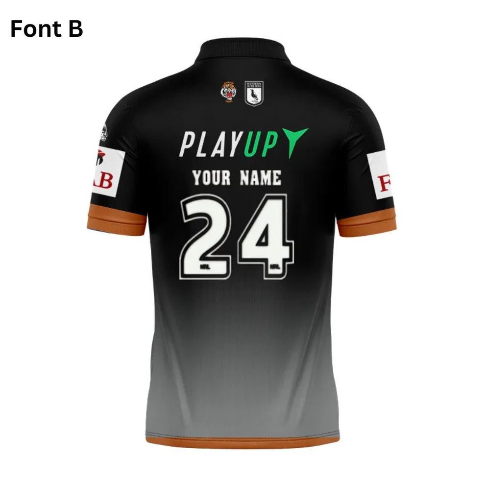 NRL Wests Tigers Custom Name Number 2024 Home Jersey Polo Shirt NRL Wests Tigers Custom Name Number 2024 Home Jersey Polo Shirt