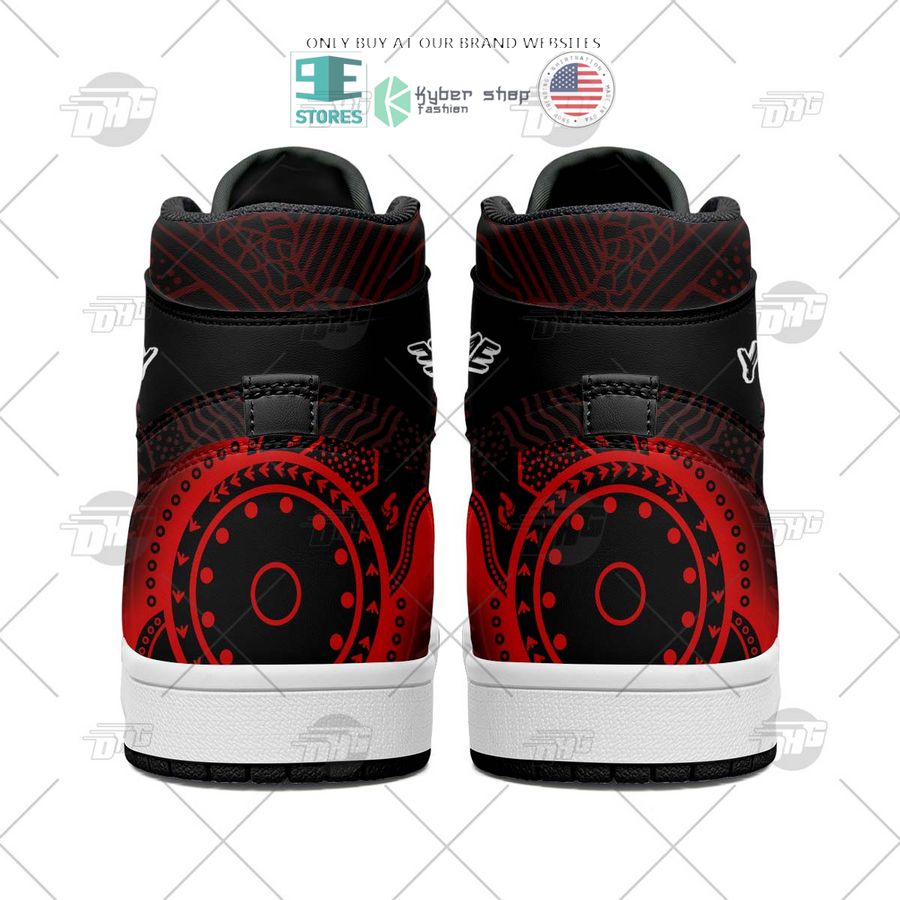 AFL Essendon Bombers Custom Name Indigenous Air Jordan 1 High Sneakers AFL Essendon Bombers Custom Name Indigenous Air Jordan 1 High Sneakers