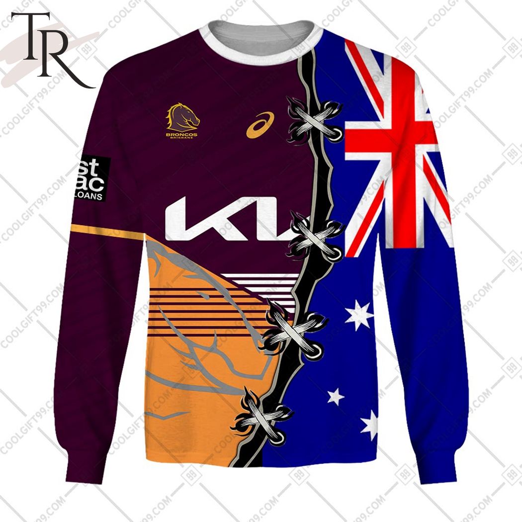 Personalized NRL Brisbane Broncos Home Jersey Mix Flag Hoodie Personalized NRL Brisbane Broncos Home Jersey Mix Flag Hoodie