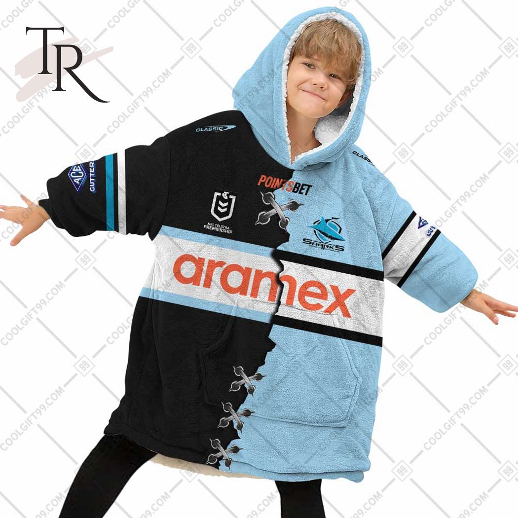 Personalized NRL Cronulla Sutherland Sharks Mix V2 Jersey Oodie, Flanket, Blanket Hoodie, Snuggie Personalized NRL Cronulla Sutherland Sharks Mix V2 Jersey Oodie, Flanket, Blanket Hoodie, Snuggie