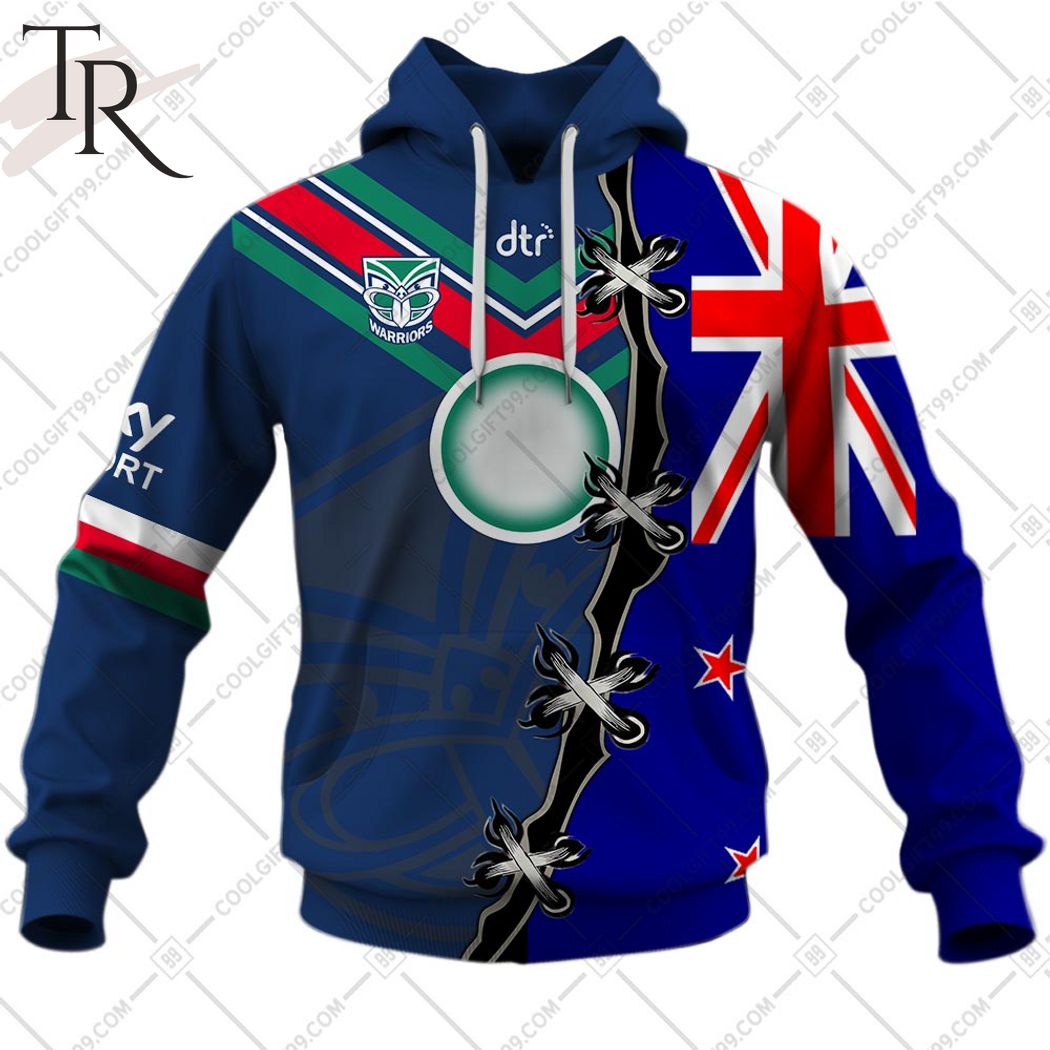 Personalized NRL New Zealand Warriors Home Jersey Mix Flag Hoodie Personalized NRL New Zealand Warriors Home Jersey Mix Flag Hoodie