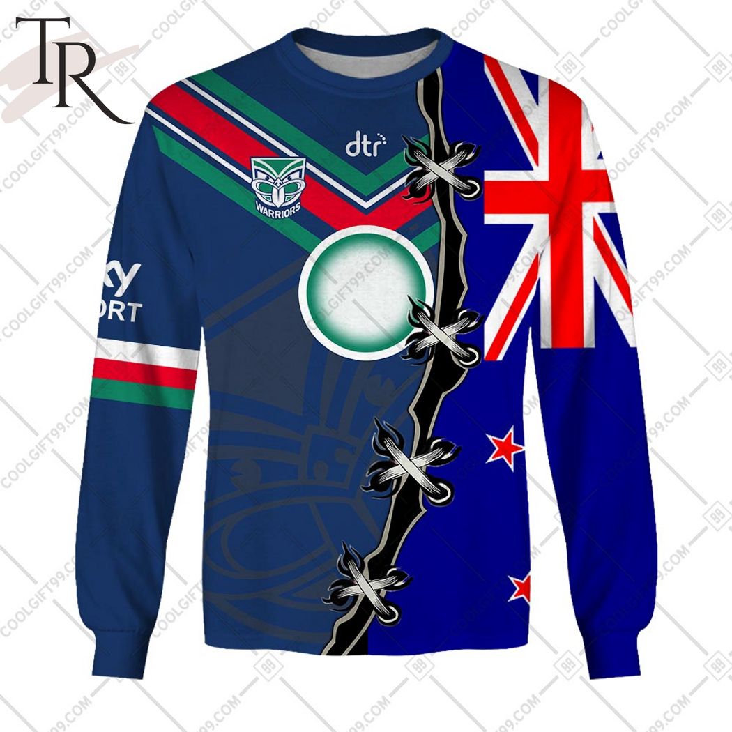 Personalized NRL New Zealand Warriors Home Jersey Mix Flag Hoodie Personalized NRL New Zealand Warriors Home Jersey Mix Flag Hoodie