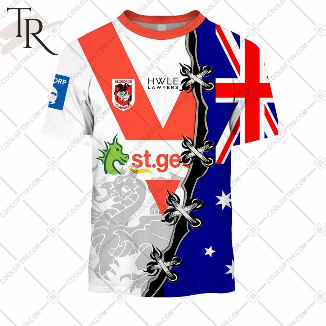 Personalized NRL St. George Illawarra Dragons Home Jersey Mix Flag Hoodie Personalized NRL St. George Illawarra Dragons Home Jersey Mix Flag Hoodie