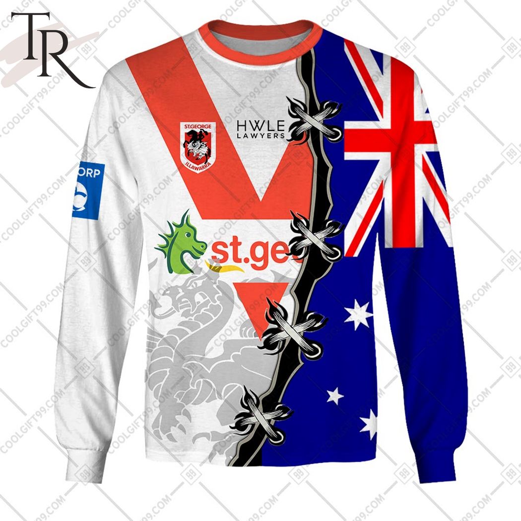 Personalized NRL St. George Illawarra Dragons Home Jersey Mix Flag Hoodie Personalized NRL St. George Illawarra Dragons Home Jersey Mix Flag Hoodie