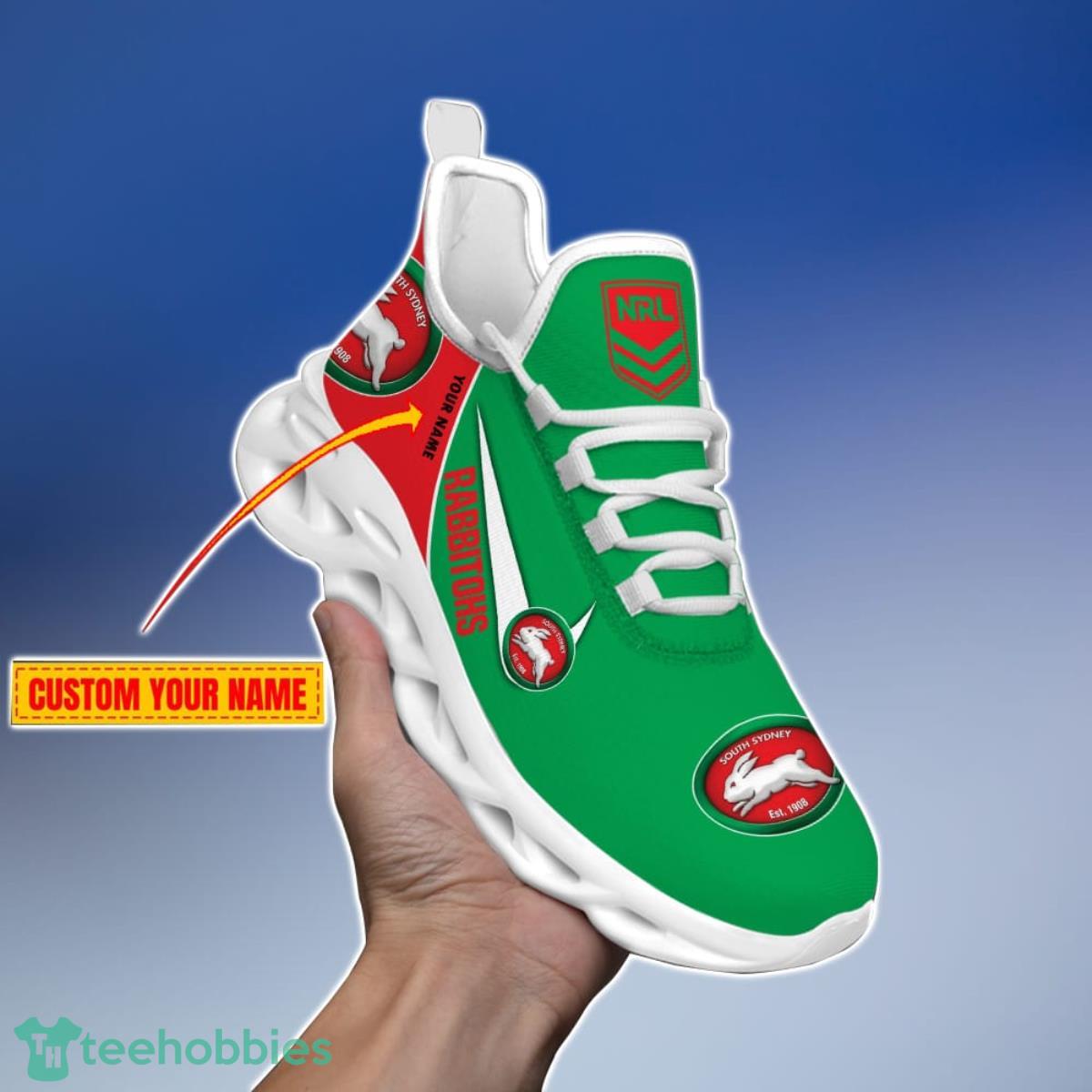 South Sydney Rabbitohs Personalized Name NRL Max Soul Shoes Gift Fans South Sydney Rabbitohs Personalized Name NRL Max Soul Shoes Gift Fans