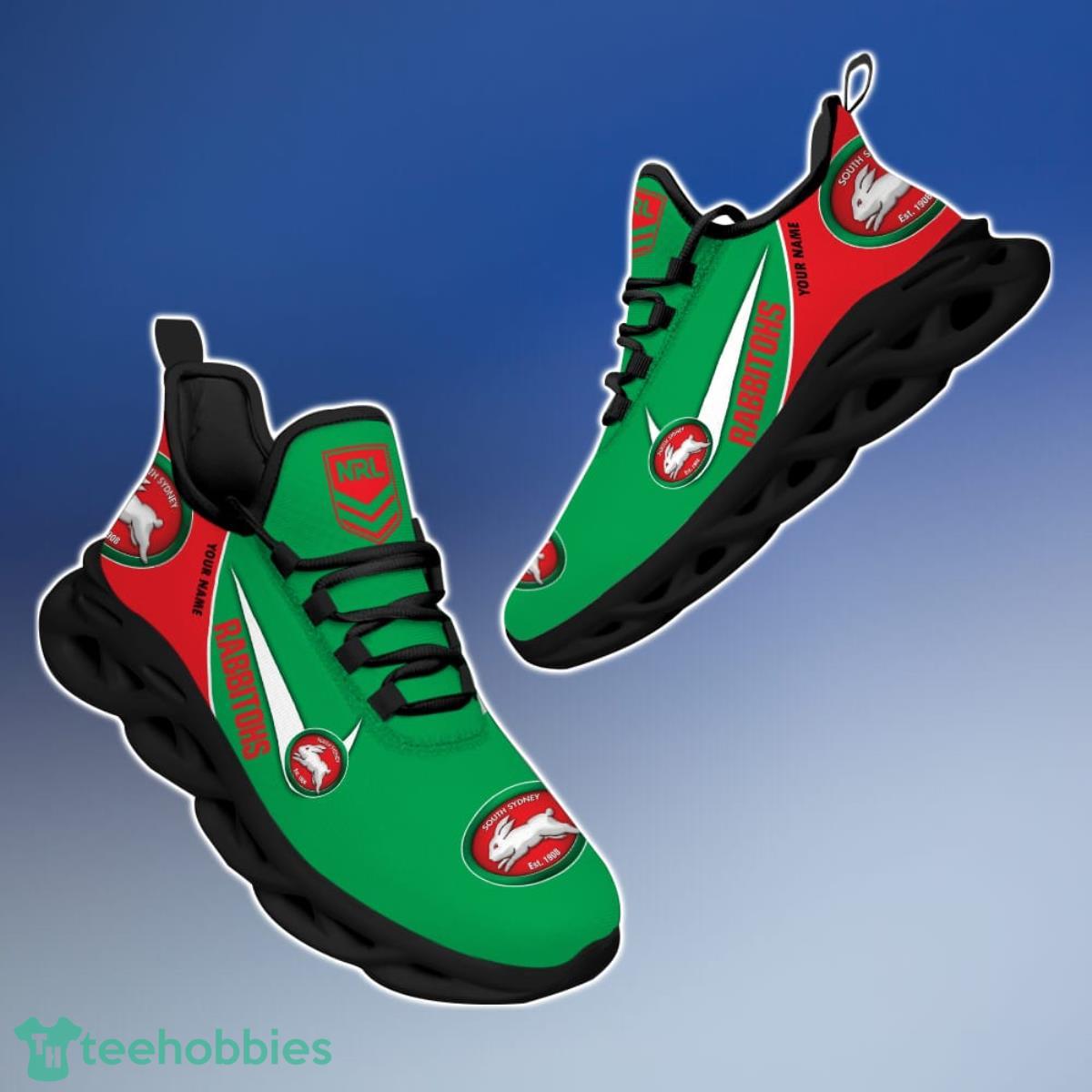 South Sydney Rabbitohs Personalized Name NRL Max Soul Shoes Gift Fans South Sydney Rabbitohs Personalized Name NRL Max Soul Shoes Gift Fans