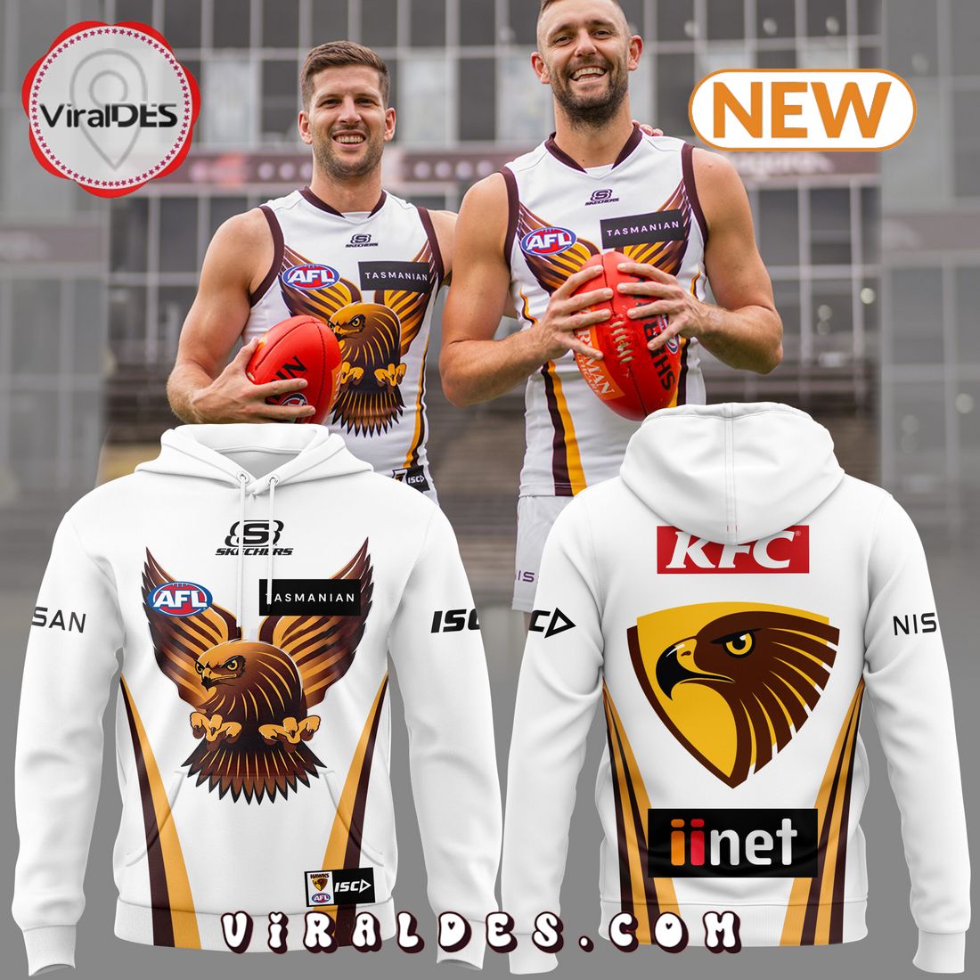 Special New AFL Hawthorn Hawks White Hoodie Special New AFL Hawthorn Hawks White Hoodie