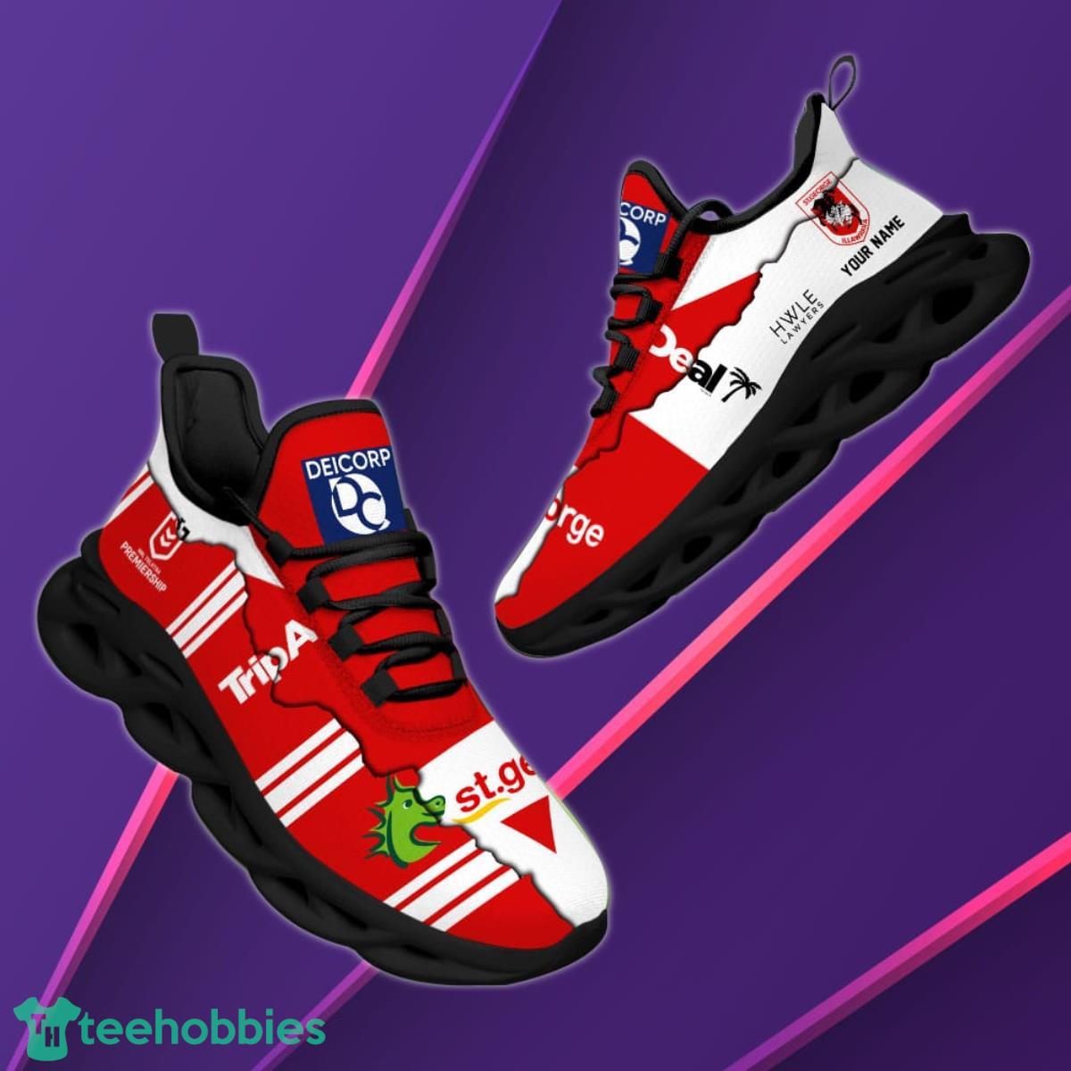 St. George Illawarra Dragons Personalized Name NRL Max Soul Shoes Unique Gift For Fans St. George Illawarra Dragons Personalized Name NRL Max Soul Shoes Unique Gift For Fans