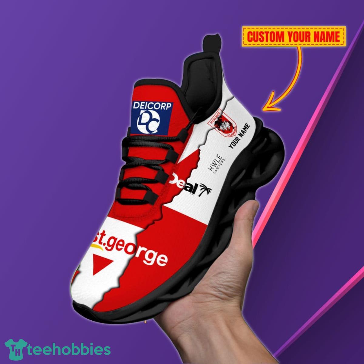 St. George Illawarra Dragons Personalized Name NRL Max Soul Shoes Unique Gift For Fans St. George Illawarra Dragons Personalized Name NRL Max Soul Shoes Unique Gift For Fans