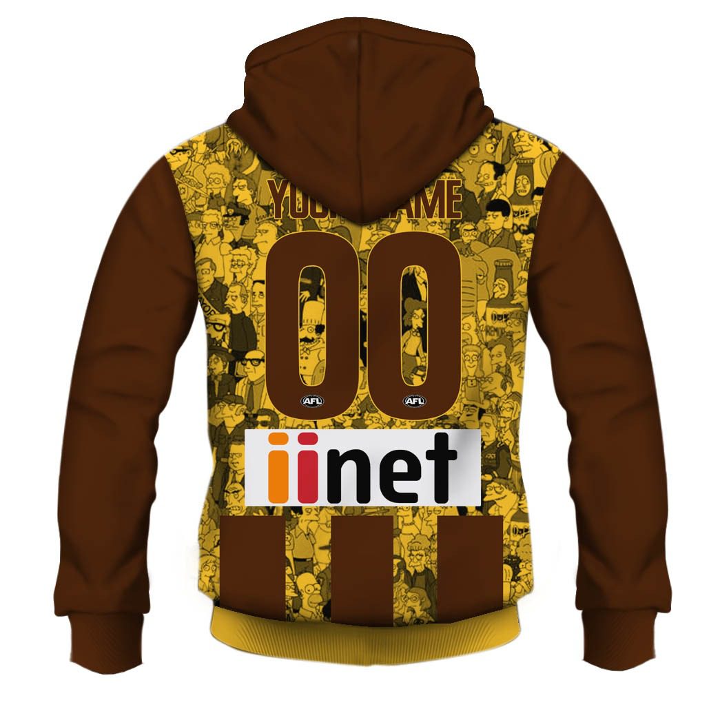 AFL Hawthorn Hawks Custom Name Number The Simpsons Guernsey Pullover Hoodie AFL Hawthorn Hawks Custom Name Number The Simpsons Guernsey Pullover Hoodie