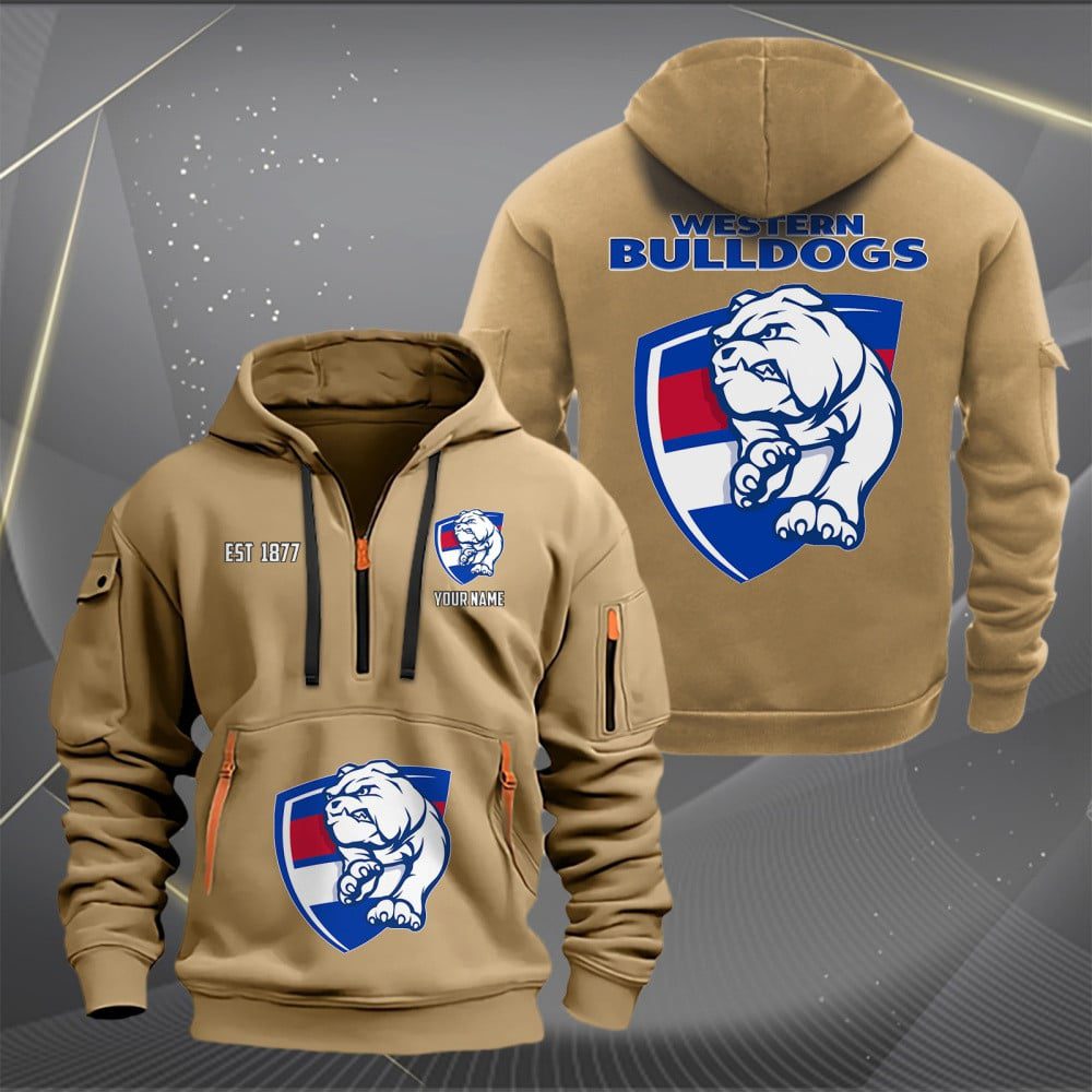 AFL Western Bulldogs Personalized Half-zip Hoodie Gift For Fans AFL Western Bulldogs Personalized Half-zip Hoodie Gift For Fans