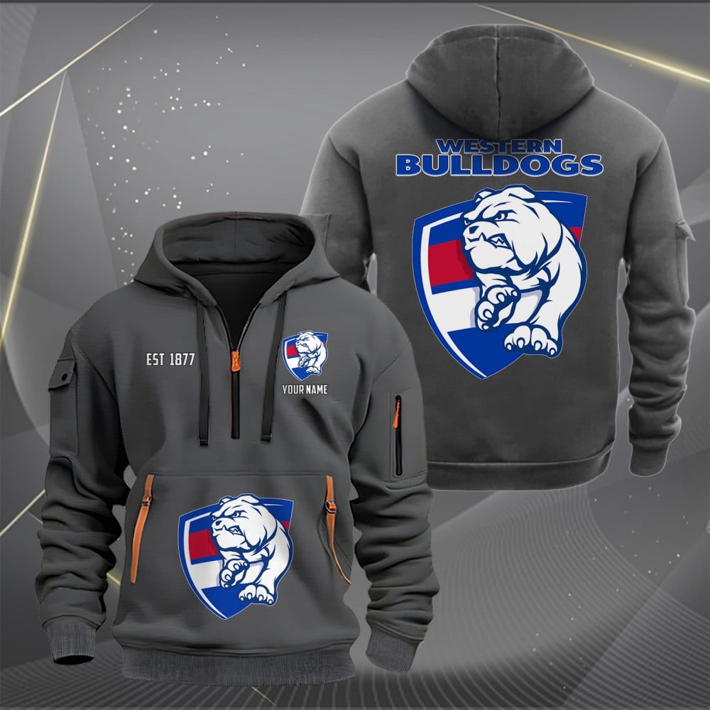 AFL Western Bulldogs Personalized Half-zip Hoodie Gift For Fans AFL Western Bulldogs Personalized Half-zip Hoodie Gift For Fans
