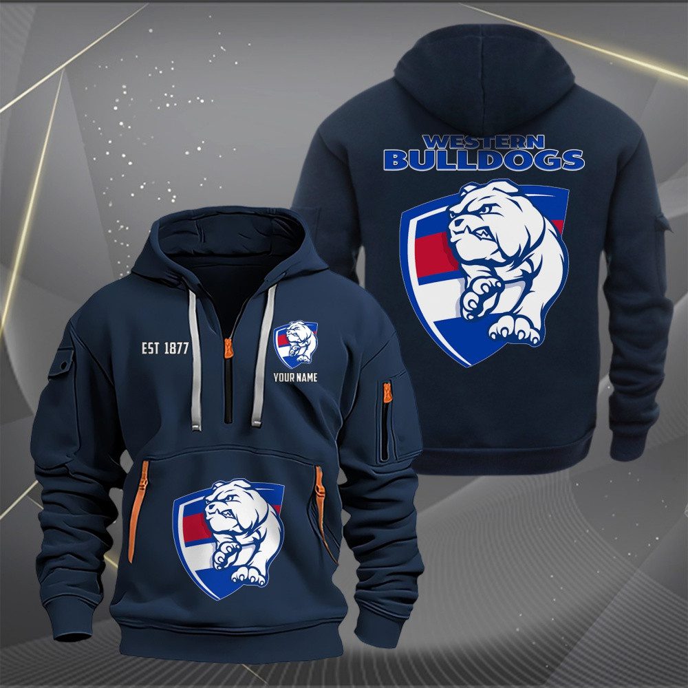 AFL Western Bulldogs Personalized Half-zip Hoodie Gift For Fans AFL Western Bulldogs Personalized Half-zip Hoodie Gift For Fans