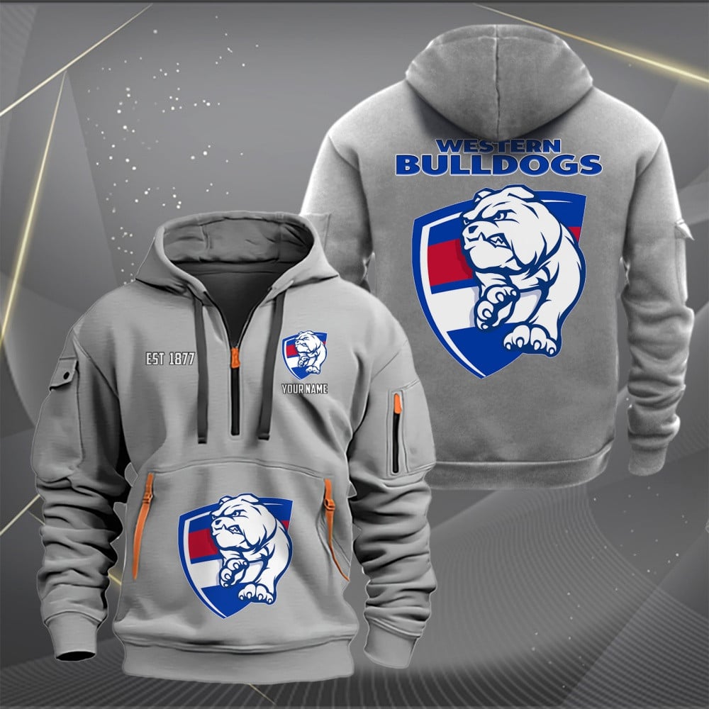 AFL Western Bulldogs Personalized Half-zip Hoodie Gift For Fans AFL Western Bulldogs Personalized Half-zip Hoodie Gift For Fans