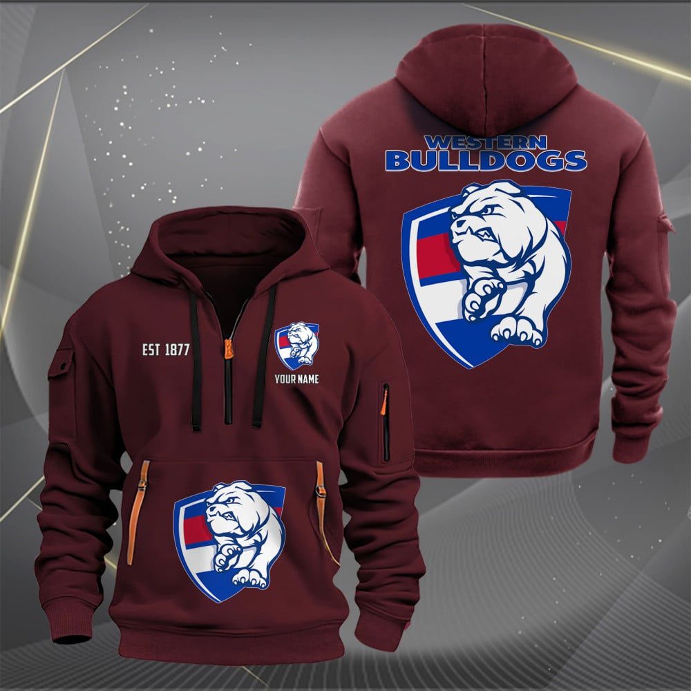 AFL Western Bulldogs Personalized Half-zip Hoodie Gift For Fans AFL Western Bulldogs Personalized Half-zip Hoodie Gift For Fans