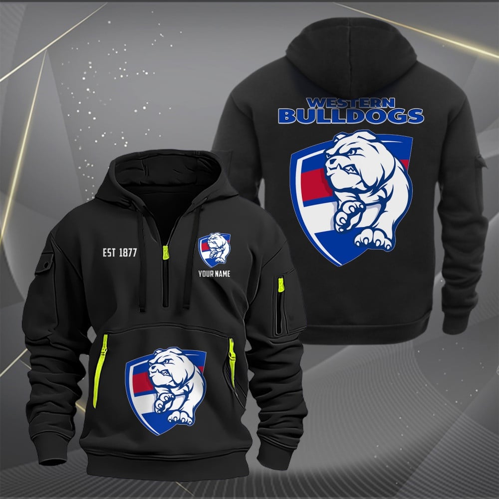 AFL Western Bulldogs Personalized Half-zip Hoodie Gift For Fans AFL Western Bulldogs Personalized Half-zip Hoodie Gift For Fans