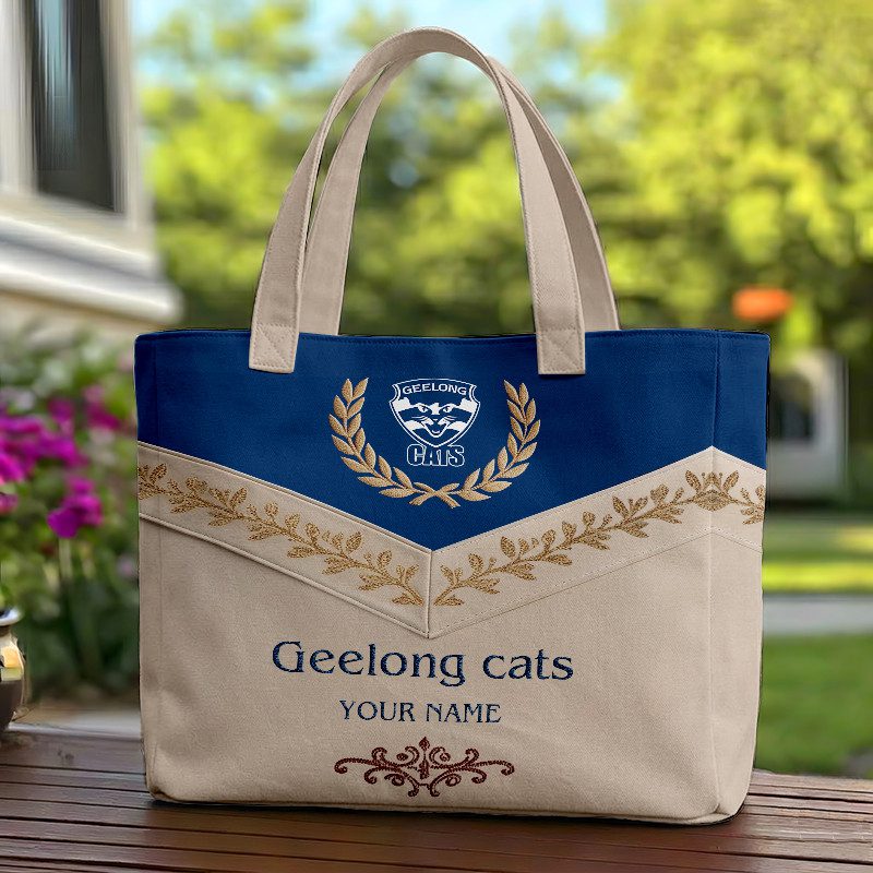 Geelong Cats AFL Custom name Quilted Tote Bag v2 Geelong Cats AFL Custom name Quilted Tote Bag v2