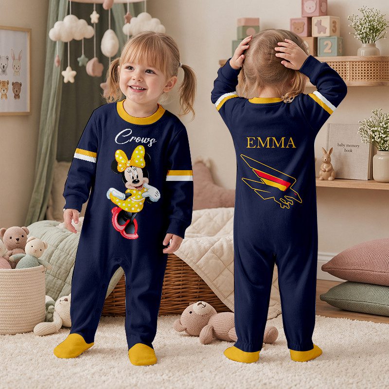 Adelaide Crows AFL MK Mouse Custom Name Children’s Romper Adelaide Crows AFL MK Mouse Custom Name Children’s Romper