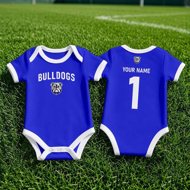 Canterbury-Bankstown Bulldogs NRL Baby Romper Custom Name & Number Gift v1 Canterbury-Bankstown Bulldogs NRL Baby Romper Custom Name & Number Gift v1