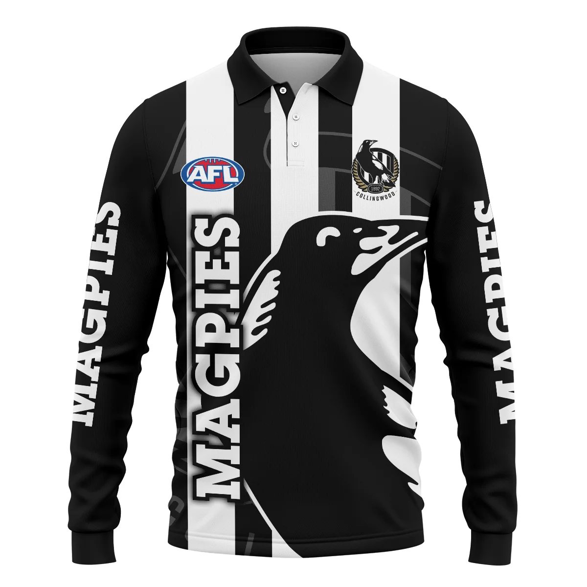 Collingwood Magpies Australian Football League Exclusive Logo Long Polo Shirt HOAFL130525A02COLLLPL Collingwood Magpies Australian Football League Exclusive Logo Long Polo Shirt HOAFL130525A02COLLLPL